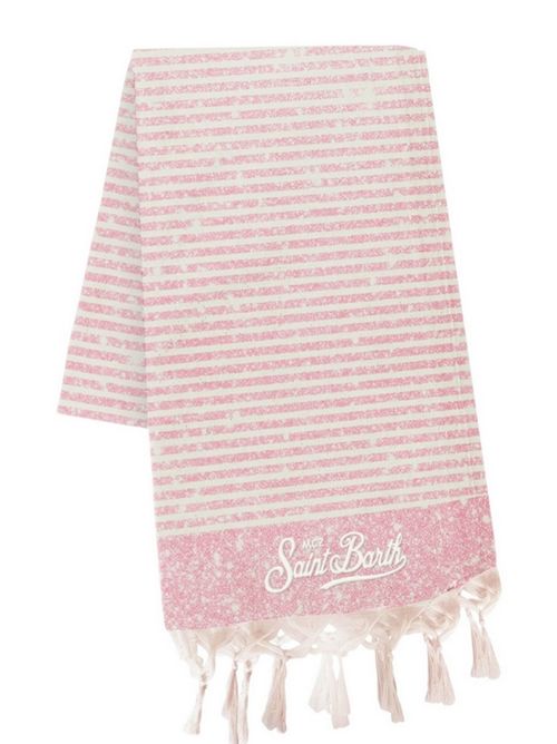 telo mare donna a righe con lurex rosa e bianco MC2 Saint Barth | FOUTAS LUREX-STRIPES21 L EMB